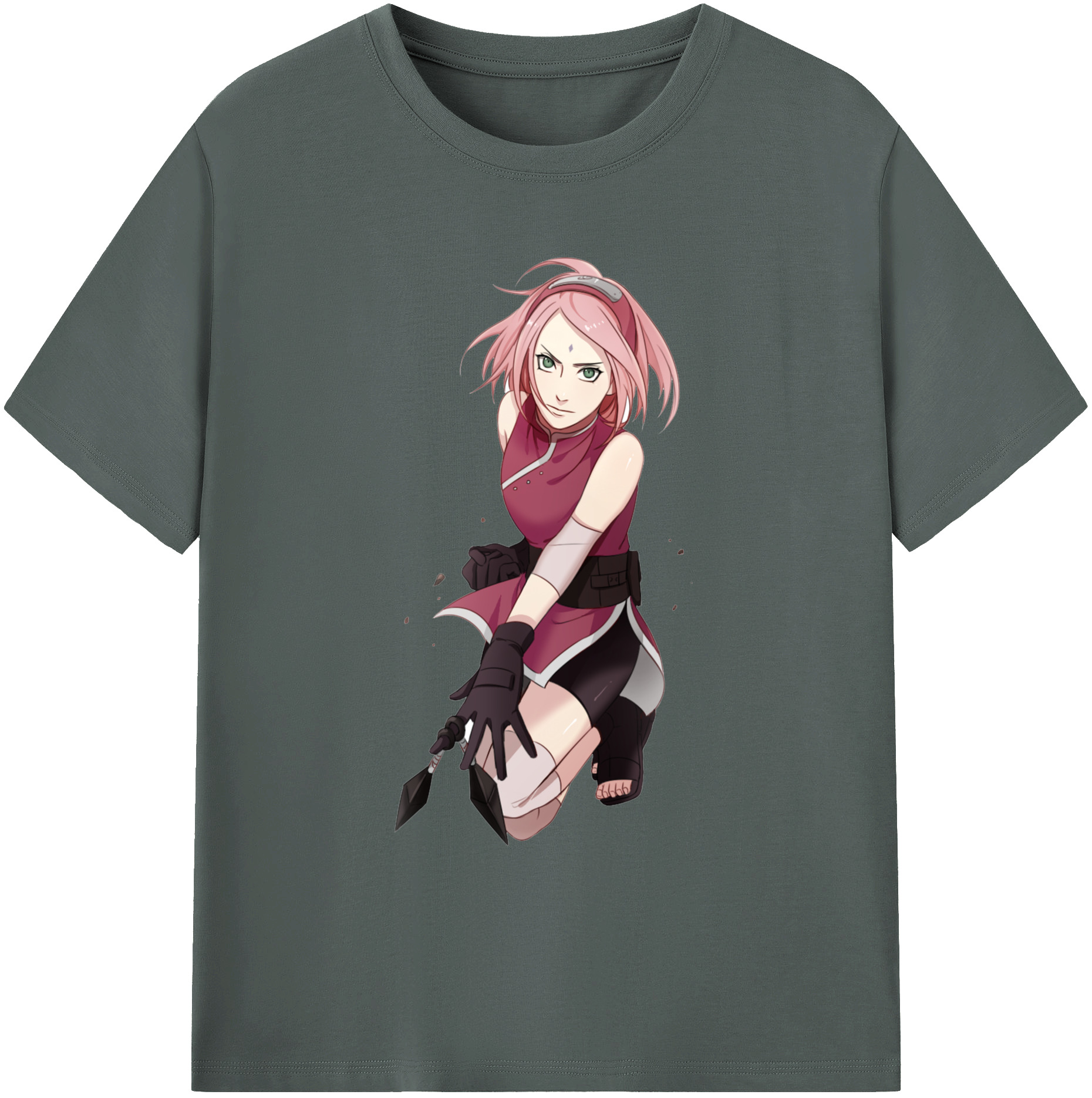 （画像用） NARUTO -ナルト- 春野サクラ Haruno Sakura 綿100％ メンズ半袖Tシャツ｜肌触りやわらか＆通気性